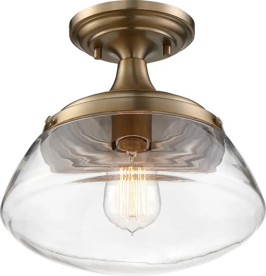Kew Semi-Flush Mount - Burnished Brass with Clear Glass - Image 4