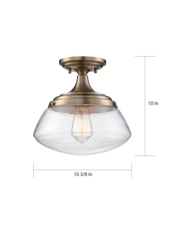 Kew Semi-Flush Mount - Burnished Brass with Clear Glass - Image 5