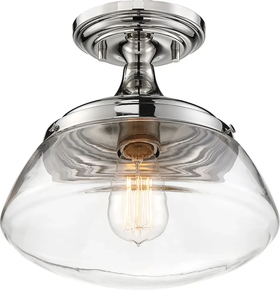 Kew Semi-Flush Mount - Polished Nickel with Clear Glass - Image 2