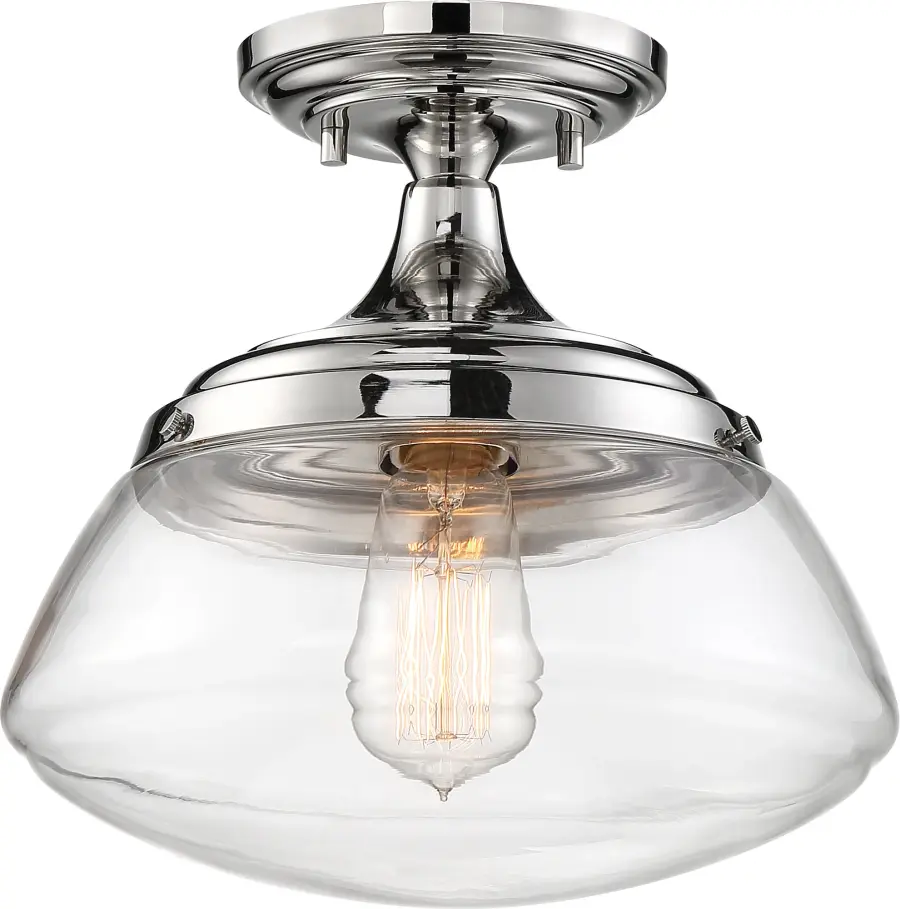 Kew Semi-Flush Mount - Polished Nickel with Clear Glass - Image 3