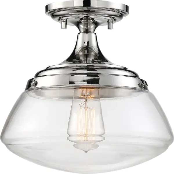 Kew Semi-Flush Mount - Polished Nickel with Clear Glass - Image 4