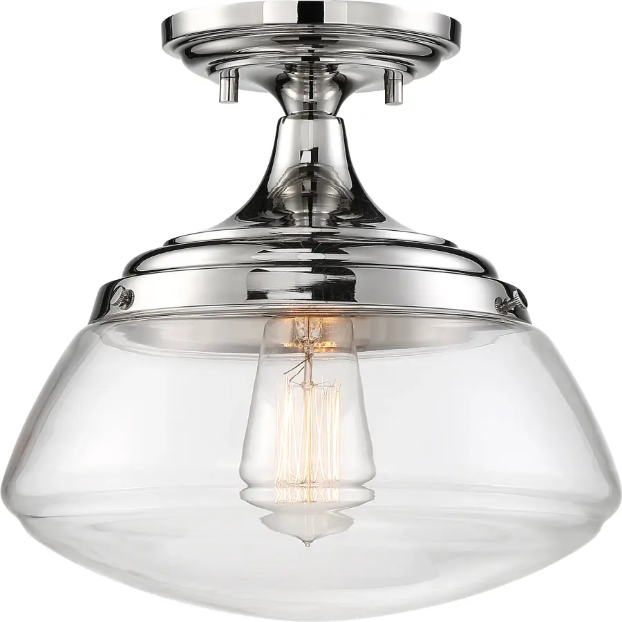 Kew Semi-Flush Mount - Polished Nickel with Clear Glass - Image 4
