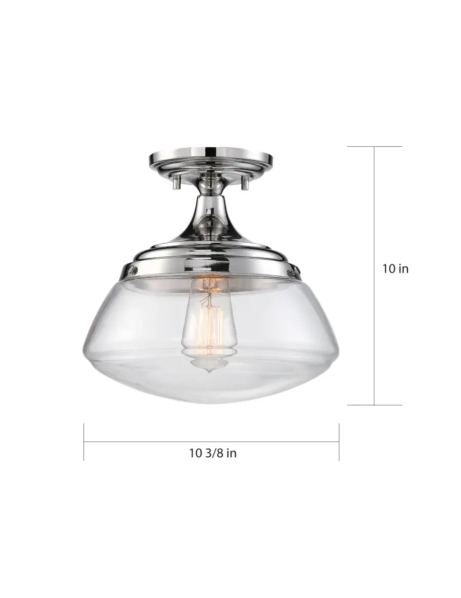 Kew Semi-Flush Mount - Polished Nickel with Clear Glass - Image 5
