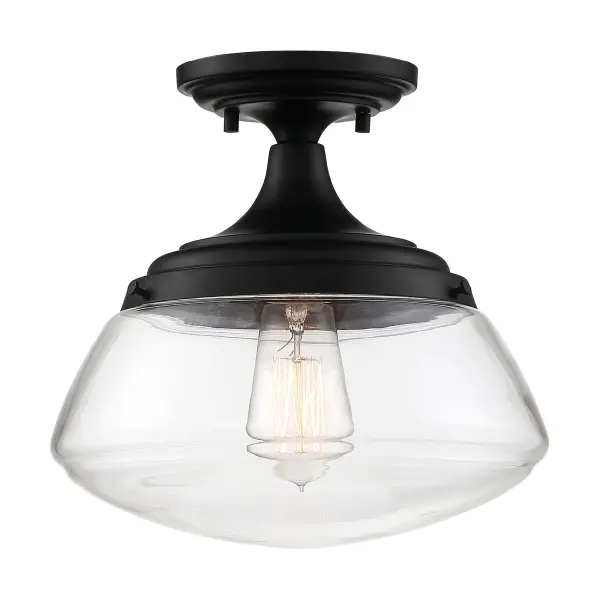 Kew Semi-Flush Mount - Aged Bronze with Clear Glass - Image 1