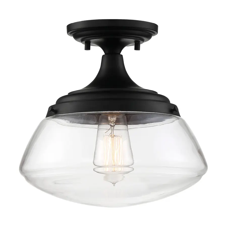 Kew Semi-Flush Mount - Aged Bronze with Clear Glass - Image 1