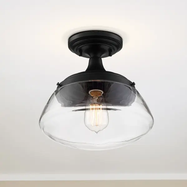 Kew Semi-Flush Mount - Aged Bronze with Clear Glass - Image 8