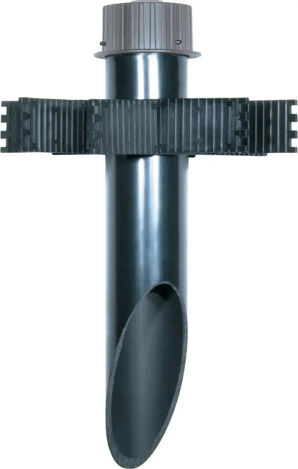 This 3-inch diameter PVC mounting post provides a weather-resistant foundation for outdoor lighting fixtures. The light gray finish offers a neutral aesthetic that complements various architectural styles.