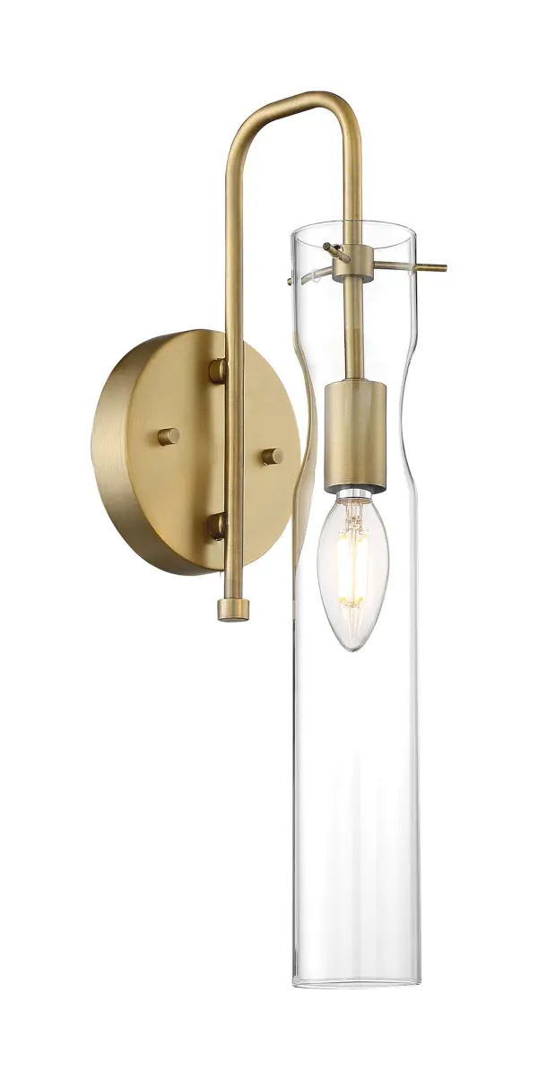 Spyglass 1-Light Wall Sconce in Vintage Brass with Clear Glass - Image 1