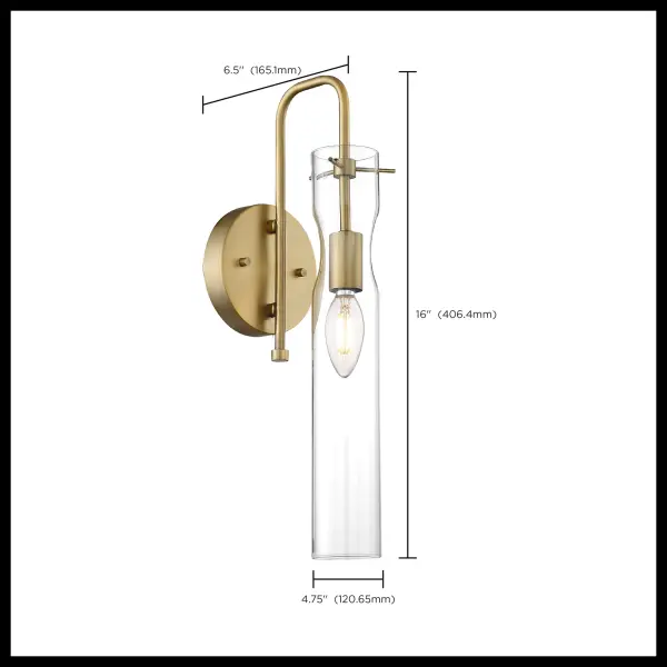Spyglass 1-Light Wall Sconce in Vintage Brass with Clear Glass - Image 6