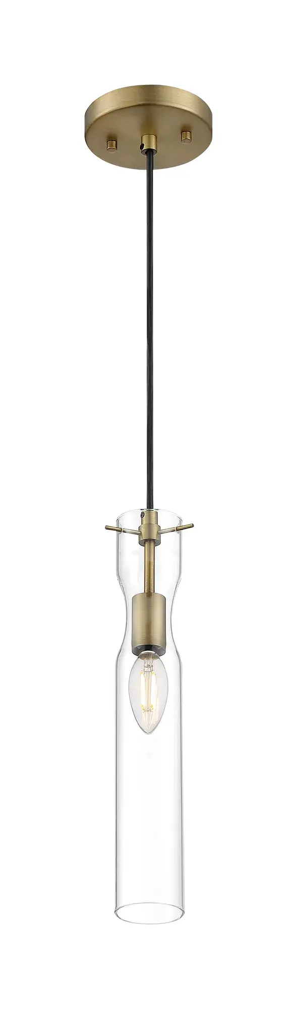 Spyglass Mini Pendant - Vintage Brass with Clear Glass - Image 1