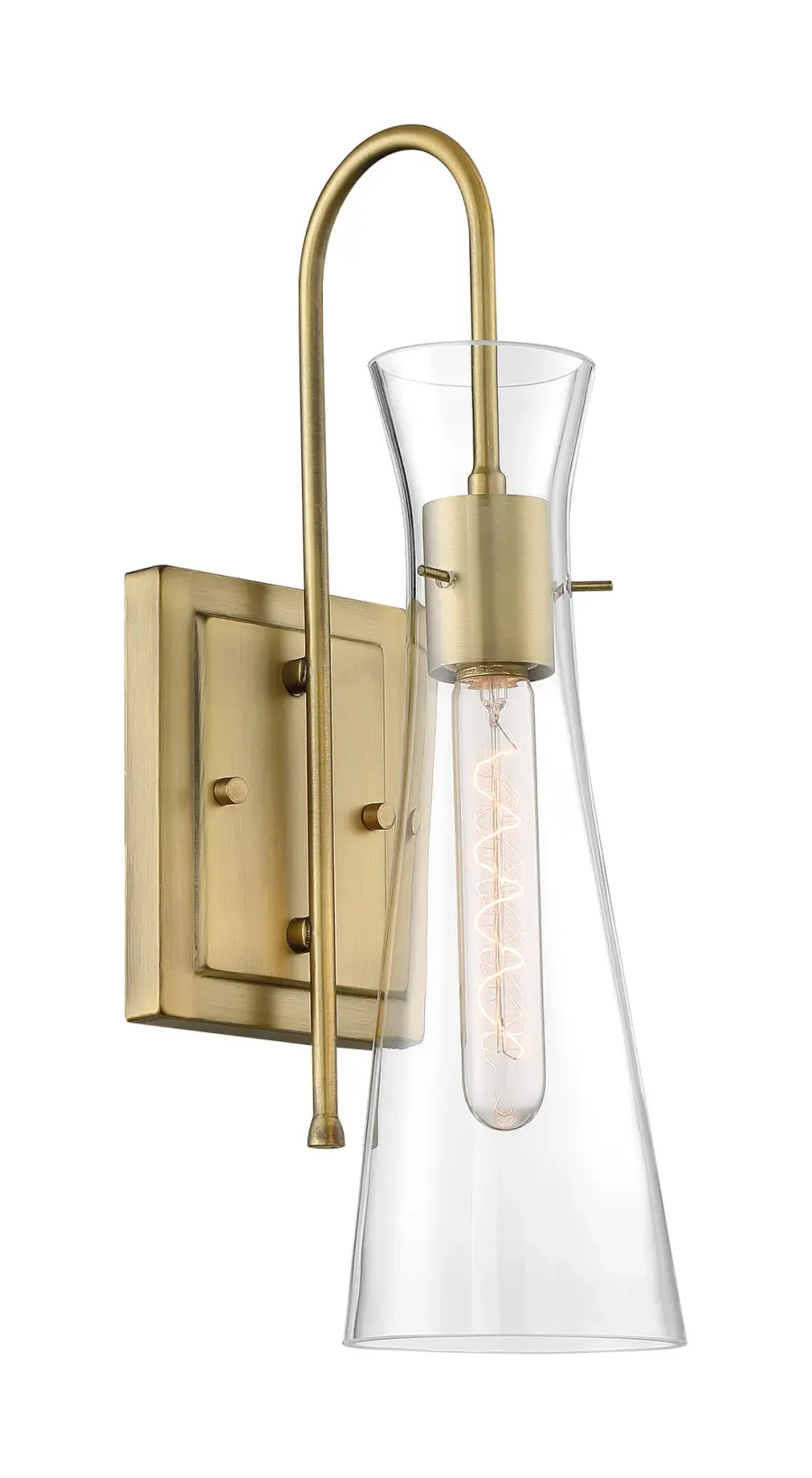 Bahari Single Light Wall Sconce in Vintage Brass with Clear Glass - Image 2