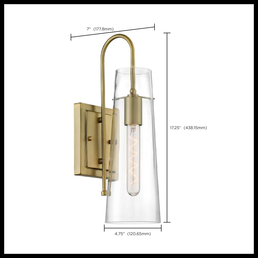 Alondra Wall Sconce - Vintage Brass with Clear Glass - Image 6