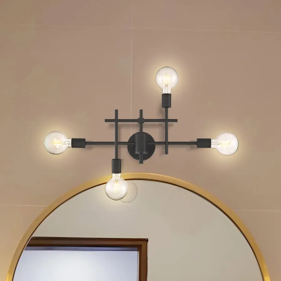 Modern Four-Light Vanity with Bold Black Finish - Image 6