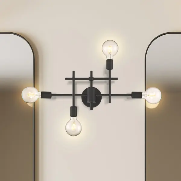 Modern Four-Light Vanity with Bold Black Finish - Image 8