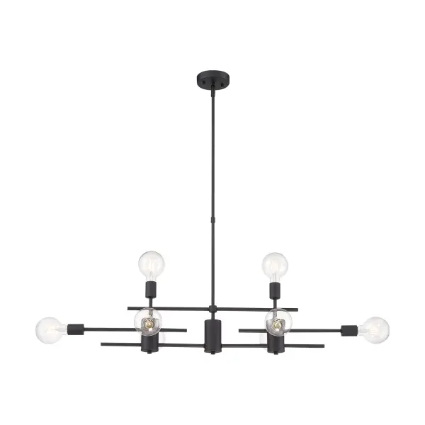 Modern Linear Design with Bold Black Finish and Eight Exposed Bulbs - Image 1