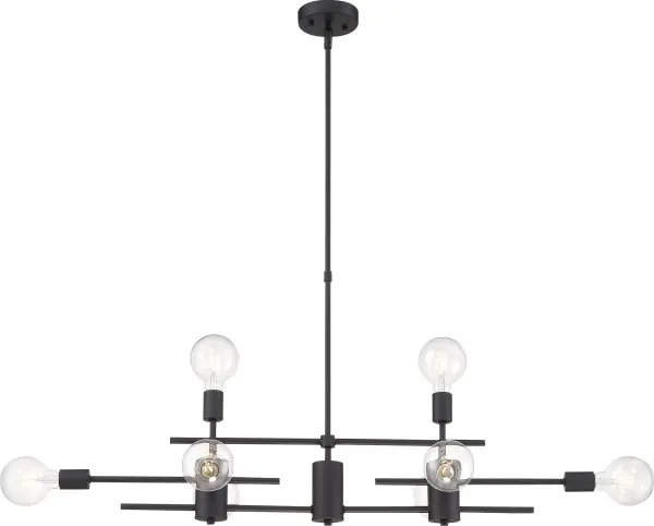 Modern Linear Design with Bold Black Finish and Eight Exposed Bulbs - Image 2