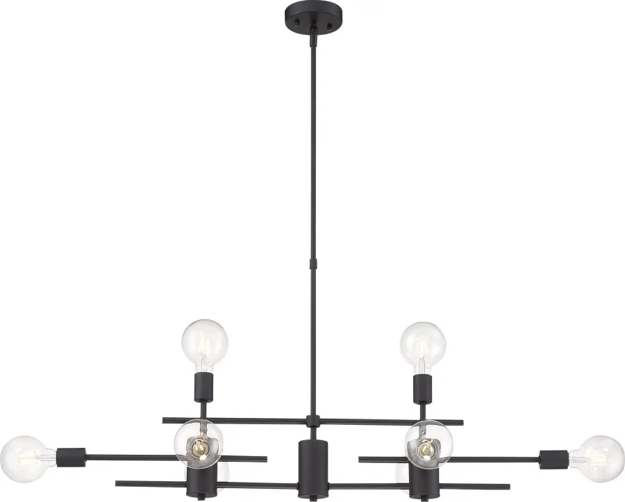 Modern Linear Design with Bold Black Finish and Eight Exposed Bulbs - Image 2