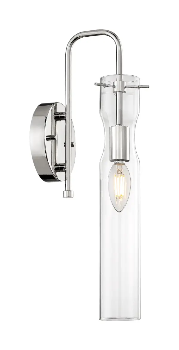 Spyglass Polished Nickel Wall Sconce with Clear Glass - Image 4