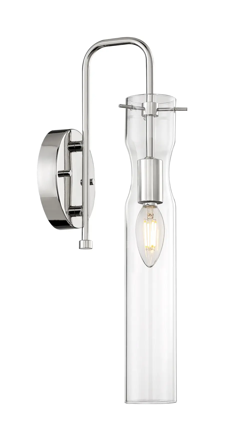 Spyglass Polished Nickel Wall Sconce with Clear Glass - Image 4