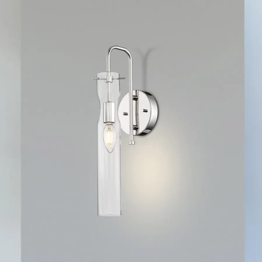 Spyglass Polished Nickel Wall Sconce with Clear Glass - Image 7