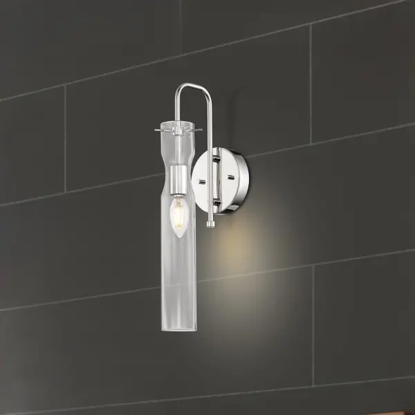 Spyglass Polished Nickel Wall Sconce with Clear Glass - Image 9