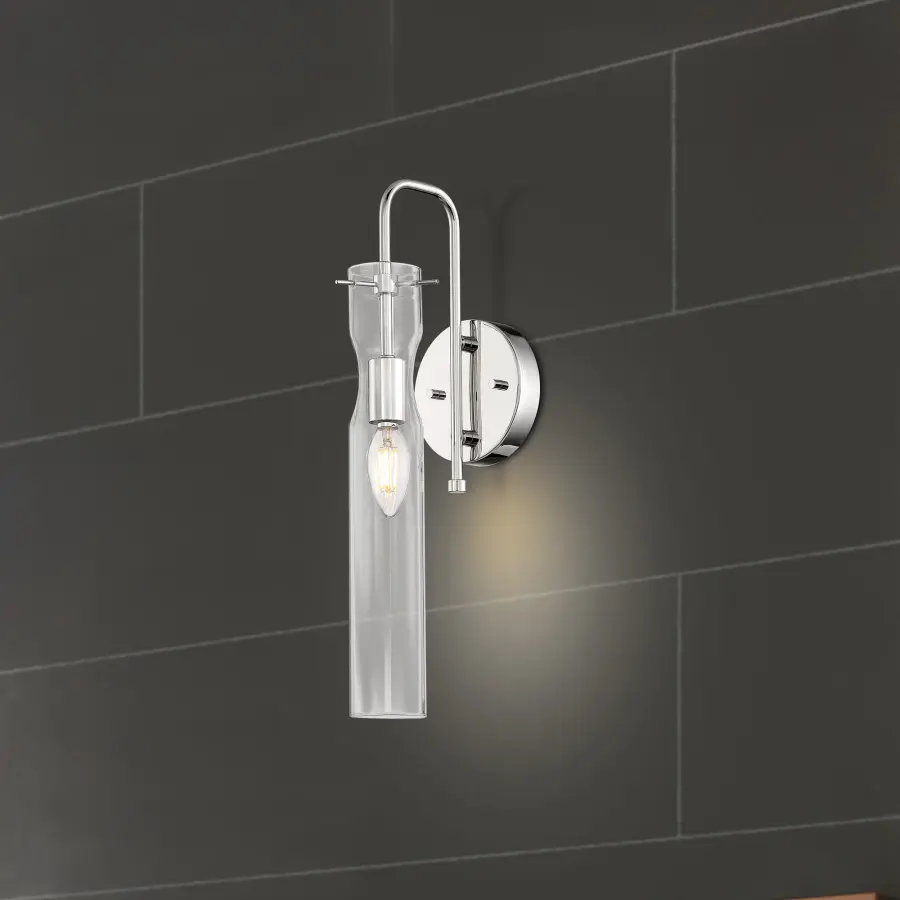Spyglass Polished Nickel Wall Sconce with Clear Glass - Image 9