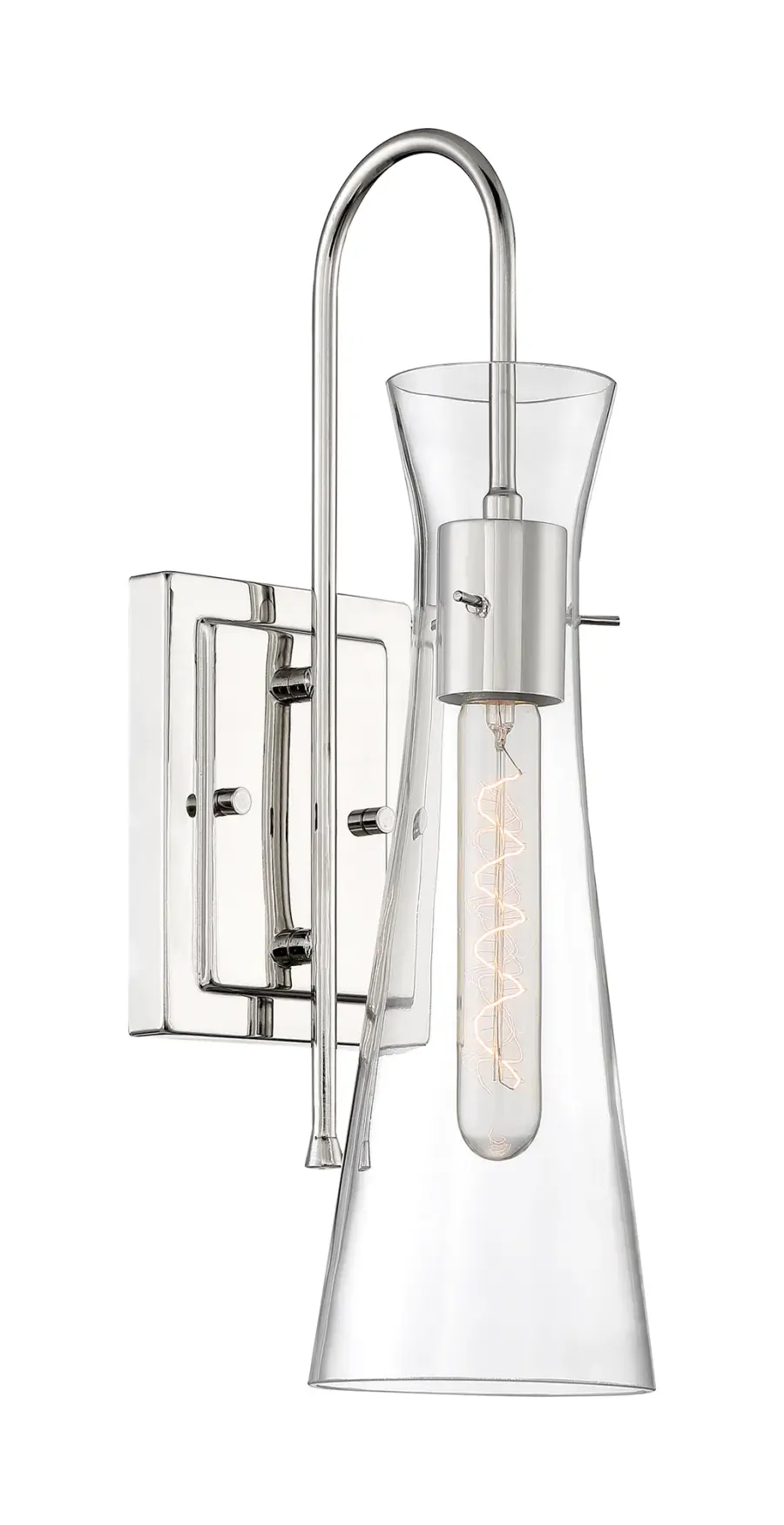 Bahari Polished Nickel Wall Sconce with Clear Glass - Image 1