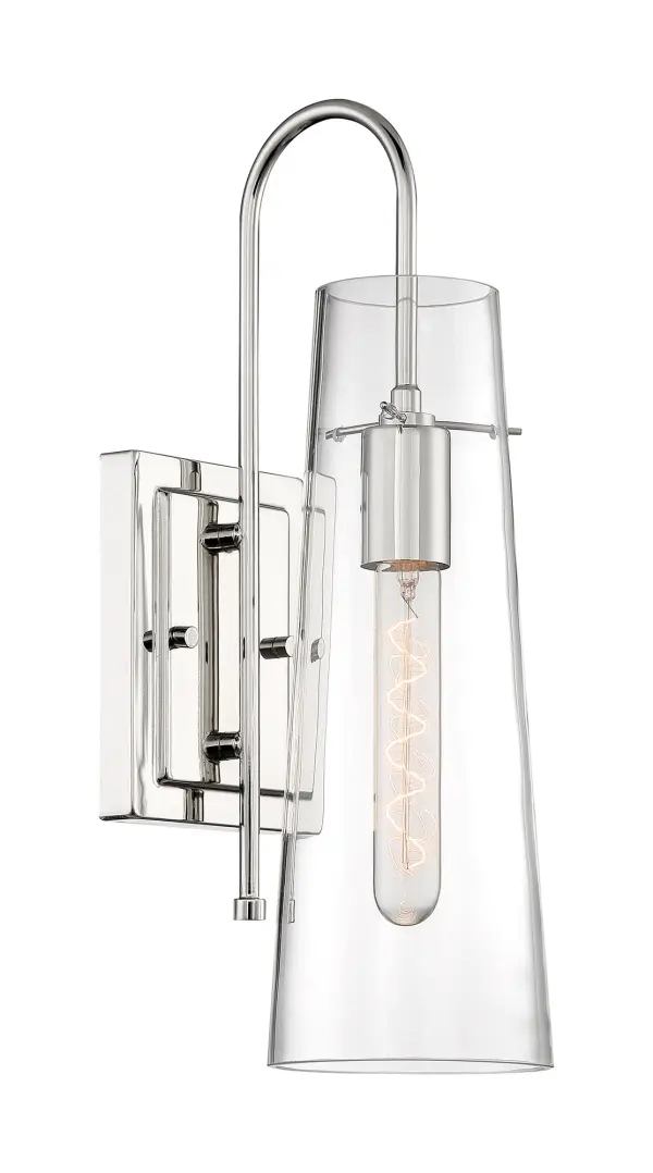 Alondra Polished Nickel Wall Sconce with Clear Glass - Image 1