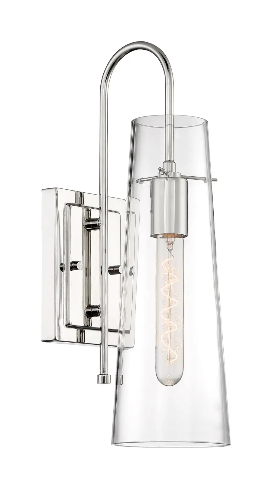 Alondra Polished Nickel Wall Sconce with Clear Glass - Image 1