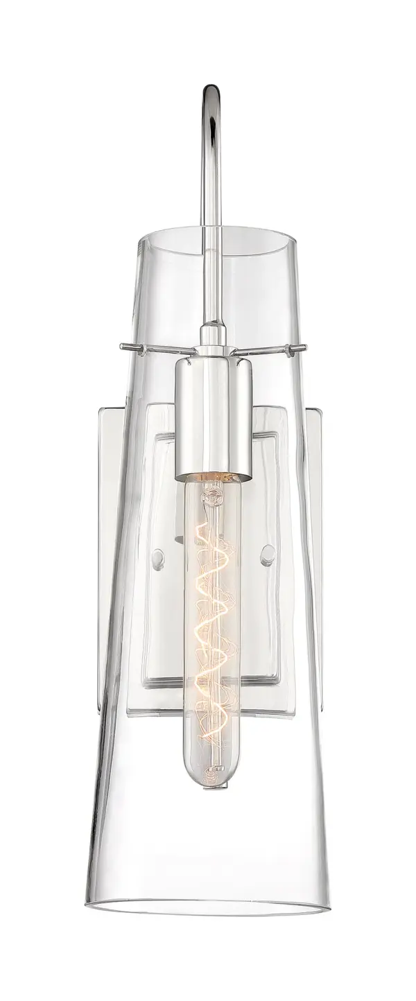 Alondra Polished Nickel Wall Sconce with Clear Glass - Image 3