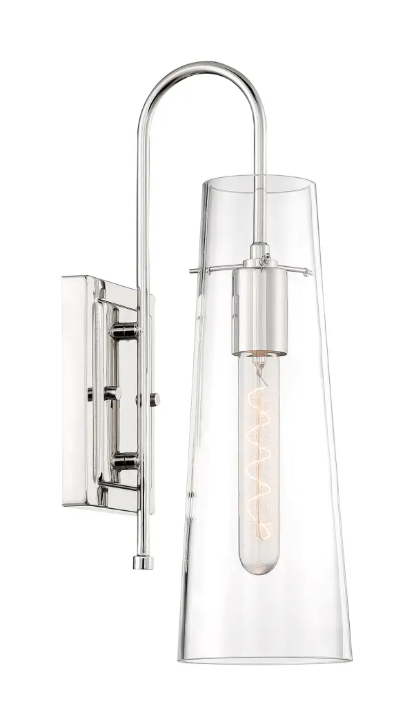 Alondra Polished Nickel Wall Sconce with Clear Glass - Image 4