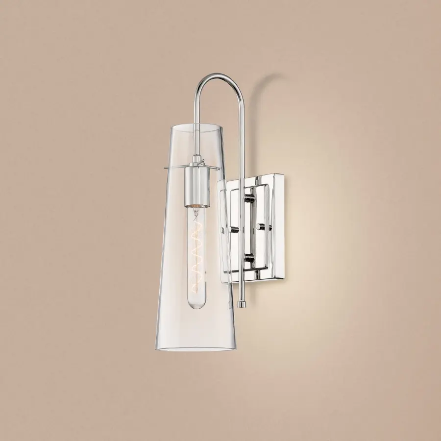 Alondra Polished Nickel Wall Sconce with Clear Glass - Image 7