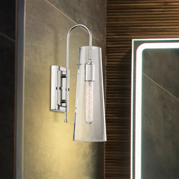 Alondra Polished Nickel Wall Sconce with Clear Glass - Image 9