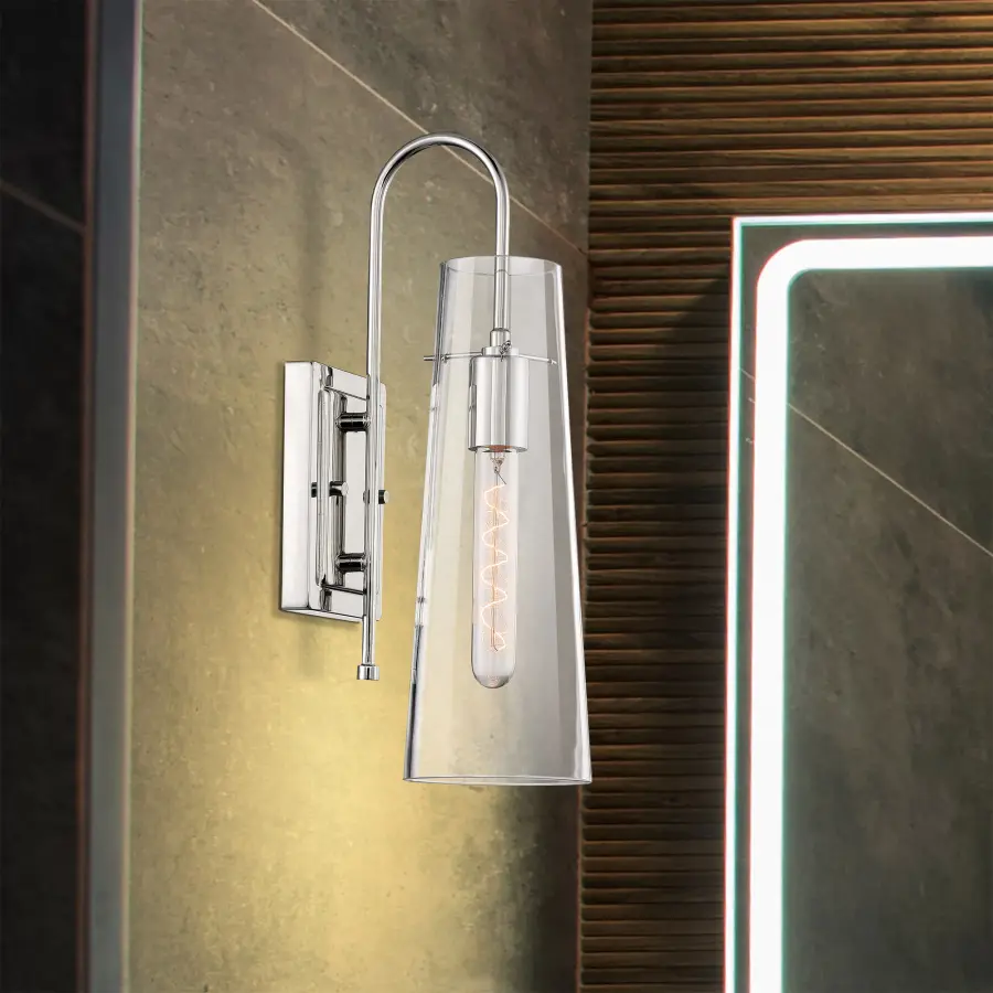 Alondra Polished Nickel Wall Sconce with Clear Glass - Image 9