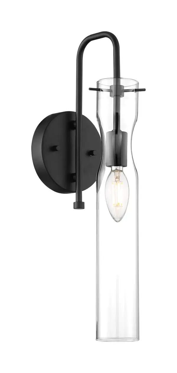 Spyglass Single Light Wall Sconce in Black with Clear Glass - Image 1