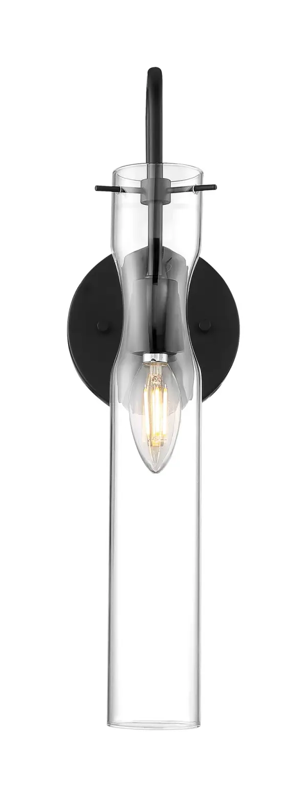 Spyglass Single Light Wall Sconce in Black with Clear Glass - Image 3