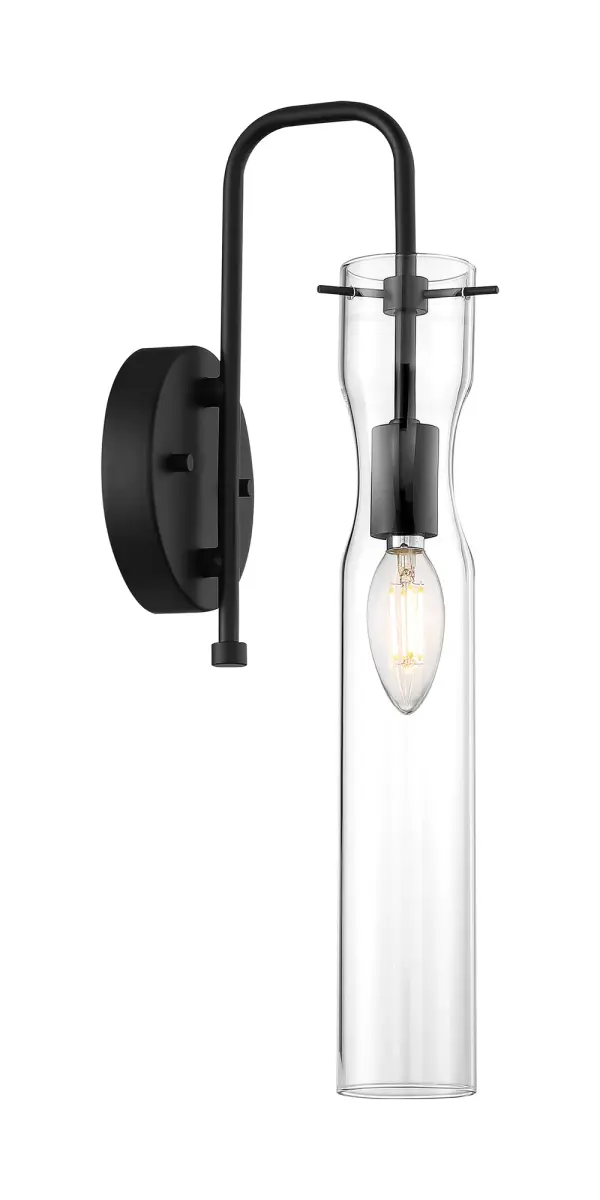 Spyglass Single Light Wall Sconce in Black with Clear Glass - Image 4