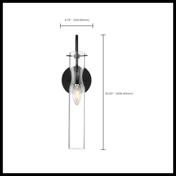 Spyglass Single Light Wall Sconce in Black with Clear Glass - Image 5