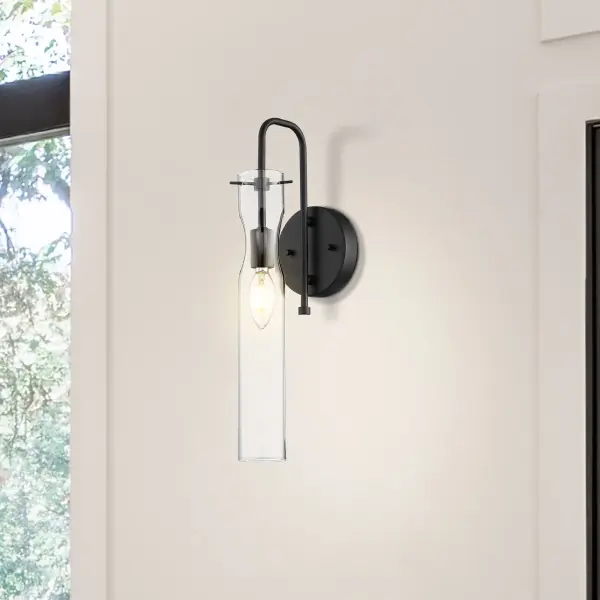 Spyglass Single Light Wall Sconce in Black with Clear Glass - Image 7