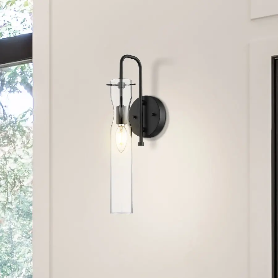 Spyglass Single Light Wall Sconce in Black with Clear Glass - Image 7