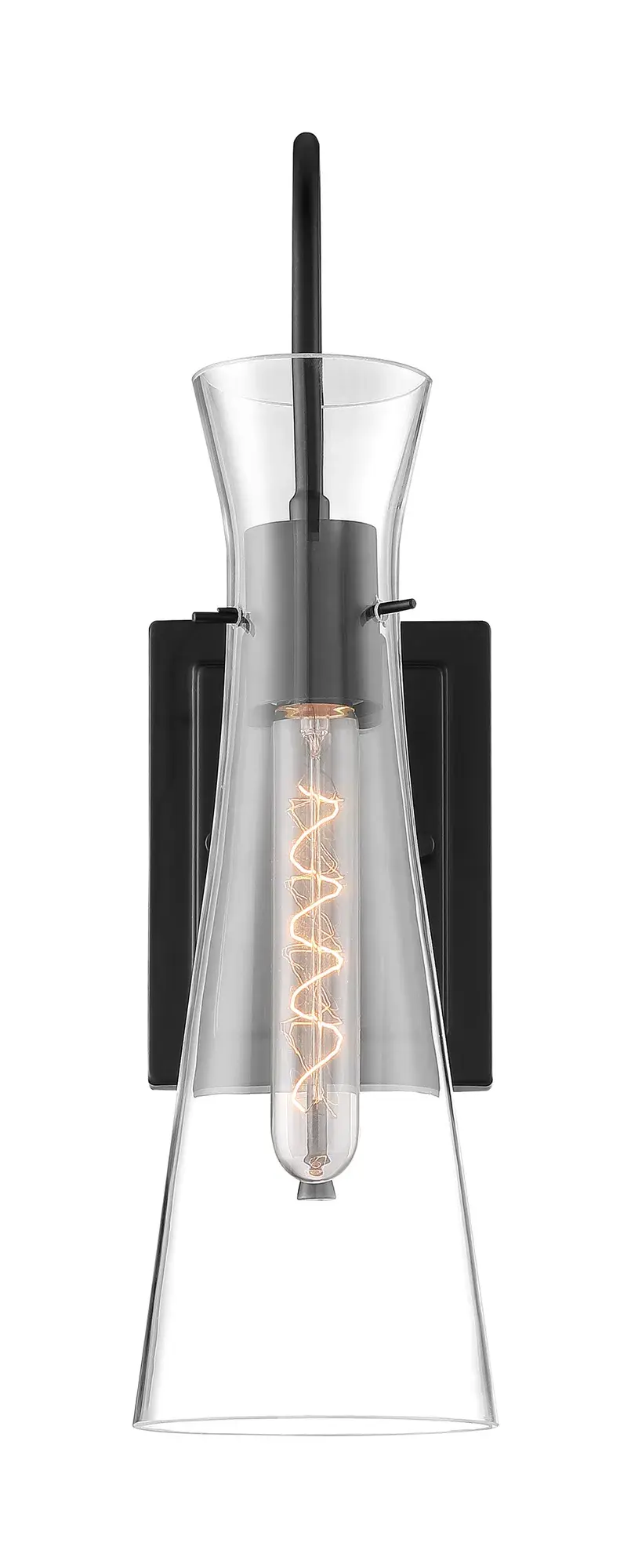 Bahari Single Light Wall Sconce in Black with Clear Glass - Image 3