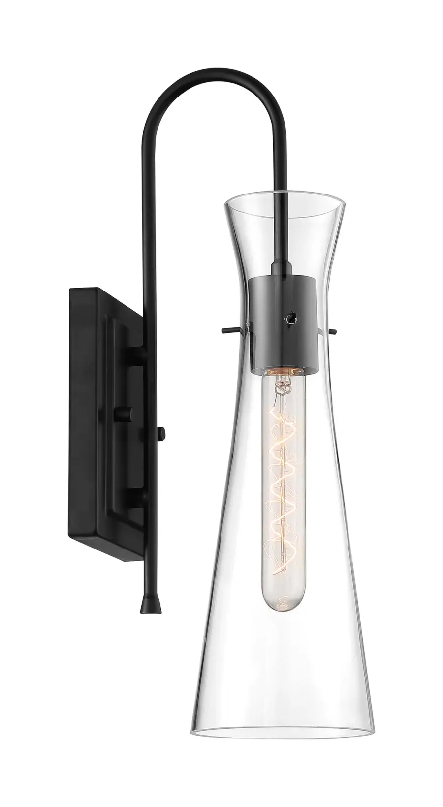 Bahari Single Light Wall Sconce in Black with Clear Glass - Image 4