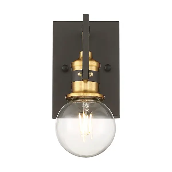 Intention 1-Light Vanity Wall Sconce in Warm Brass and Black - Image 1