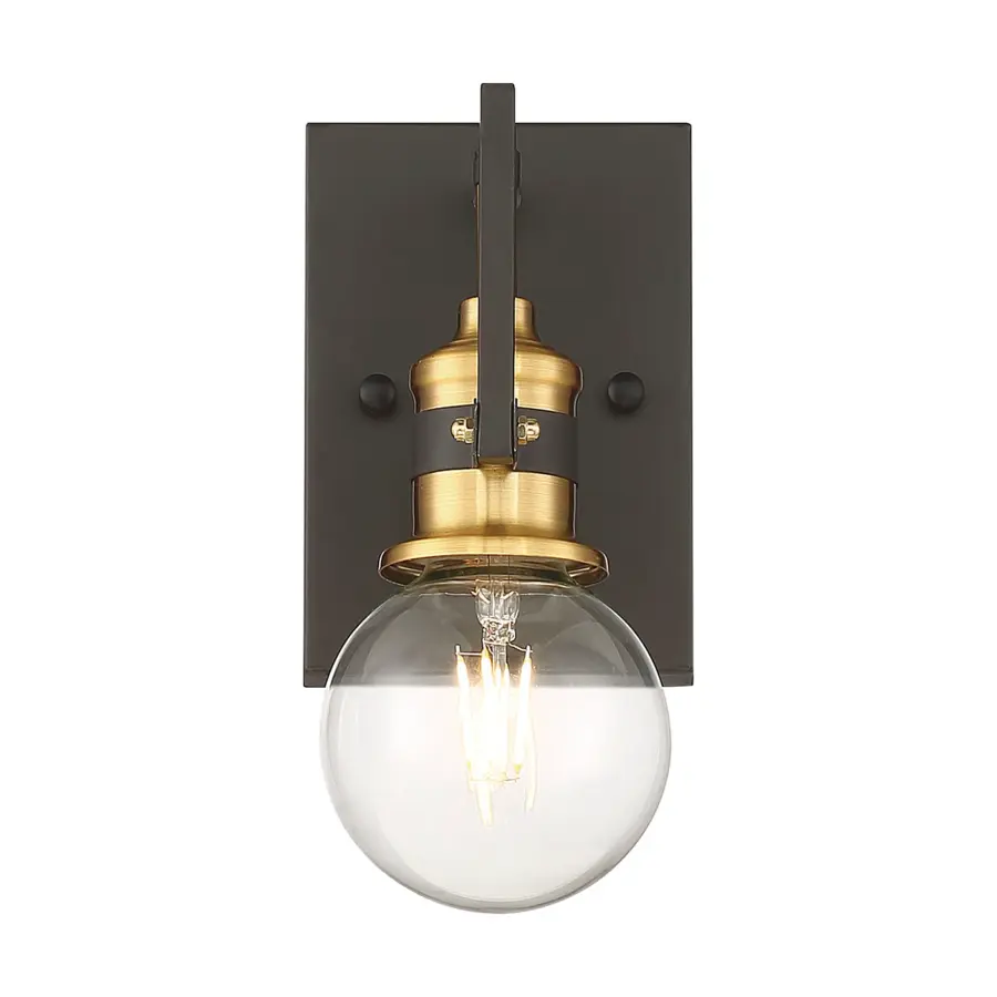 Intention 1-Light Vanity Wall Sconce in Warm Brass and Black - Image 1