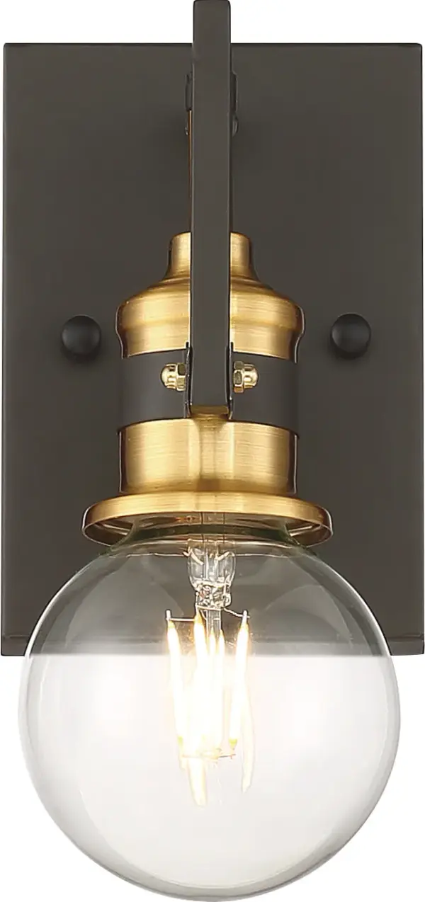 Intention 1-Light Vanity Wall Sconce in Warm Brass and Black - Image 2