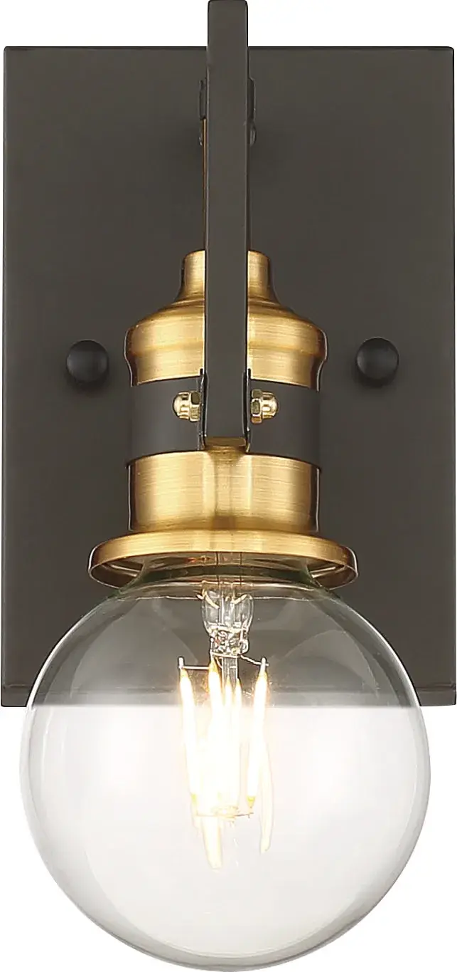 Intention 1-Light Vanity Wall Sconce in Warm Brass and Black - Image 2