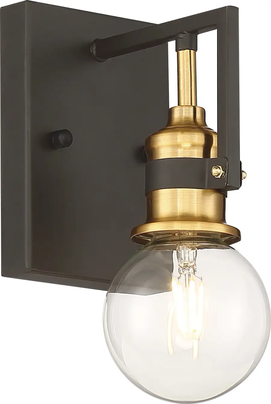 Intention 1-Light Vanity Wall Sconce in Warm Brass and Black - Image 3