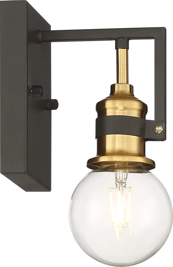 Intention 1-Light Vanity Wall Sconce in Warm Brass and Black - Image 4