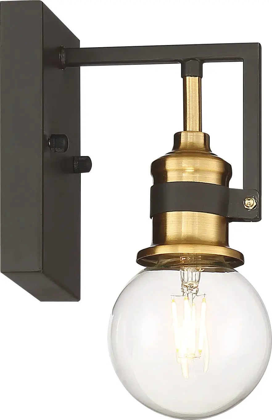 Intention 1-Light Vanity Wall Sconce in Warm Brass and Black - Image 4