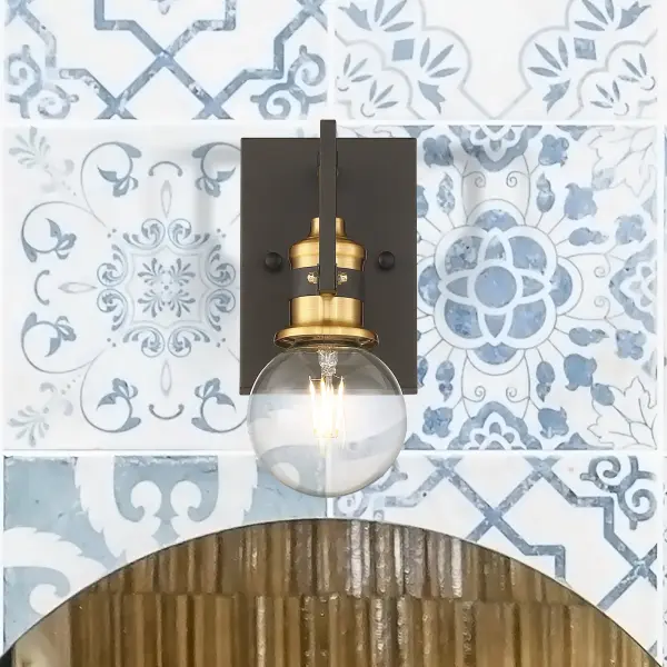 Intention 1-Light Vanity Wall Sconce in Warm Brass and Black - Image 8